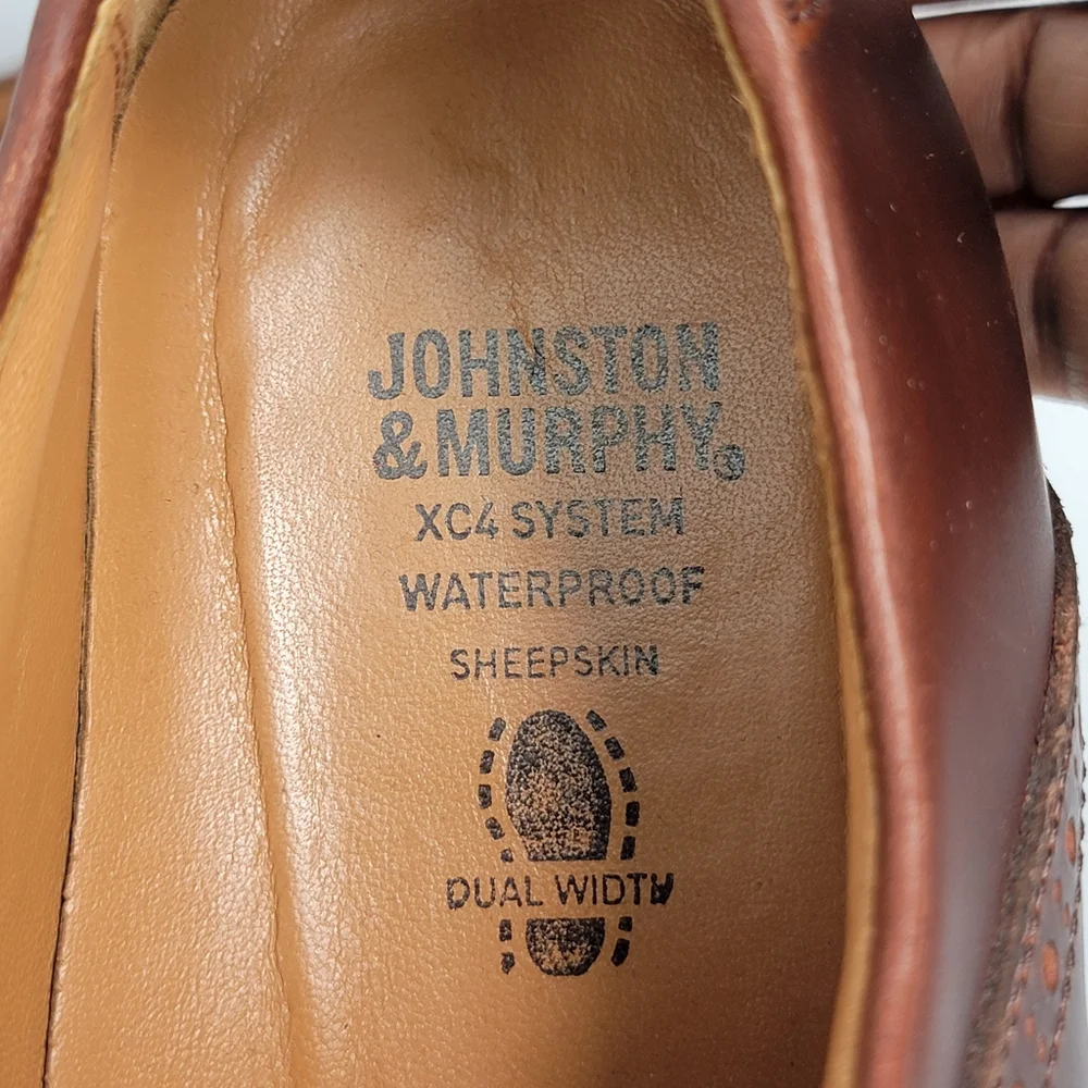 EUC Johnston & Murphy Dark Brown Leather Oxfords w/ XC4. SIZE 9.5 #1632‎